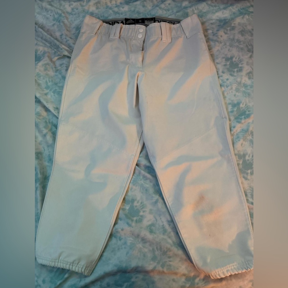 White adidas softball pants